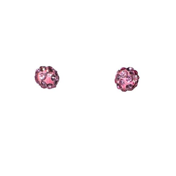 -EARRINGS Pink .25” Post With Rhinestones For Women - Picture 7 of 10